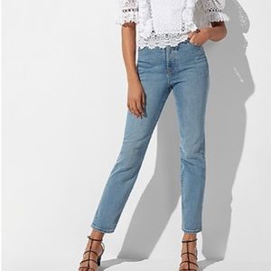 Express super high rise cropped light denim jeans